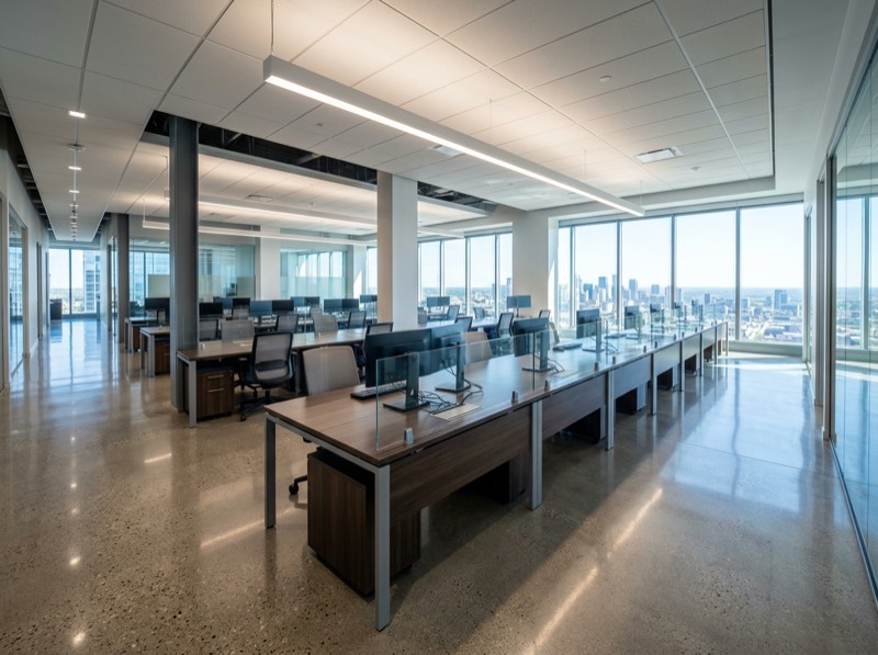 Commercial office cleaning services in Chula Vista — pristine workspace with polished floors